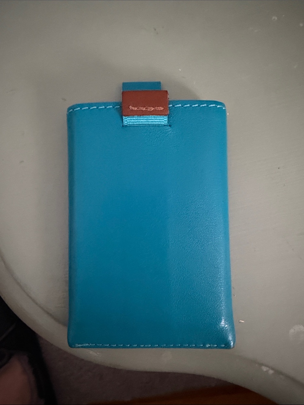 Turquoise Blue Frenchie Co. Leather card wallet